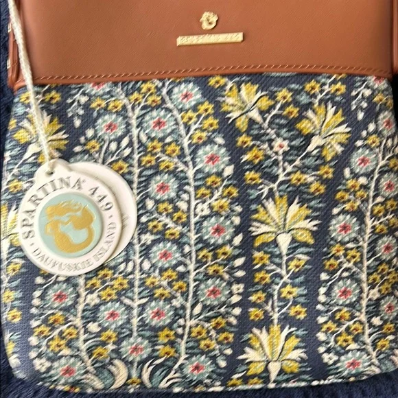 Spartina 449 Brown and Yellow Floral Crossbody Bag - Picture 2 of 7